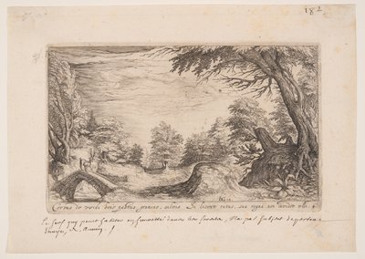 Paysage avec un cerf sur un pont, extrait de Paysages - Jacques de Gheyn II