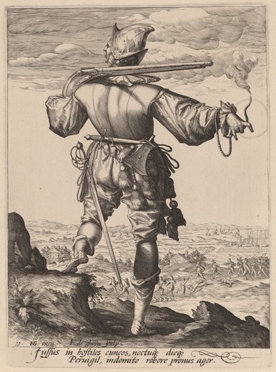 Mousquetaire casqué - Jacques de Gheyn II after Hendrik Goltzius