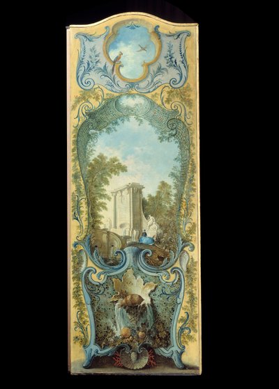 Mobilier : paravent peint sur papier marouflé par Jacques de Lajoue, 18ème siècle - Jacques de Lajoüe