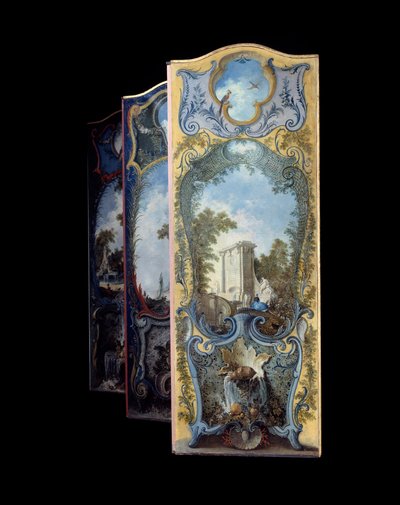 Mobilier : paravent peint sur papier marouflé - Jacques de Lajoüe