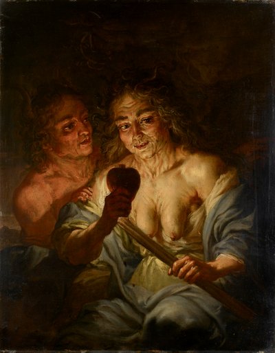 Une vieille femme tenant un cœur : 