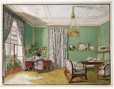 Une dame à son bureau dans un salon Biedermeier, vers 1821 - Jakob Alt