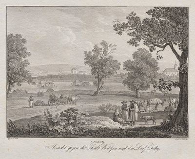 Hongrie, Vue vers la ville de Waitzen et le village de Telky - Jakob Alt