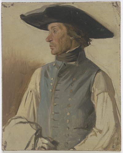 Paysan avec un grand chapeau et un gilet bleu - Jakob Becker