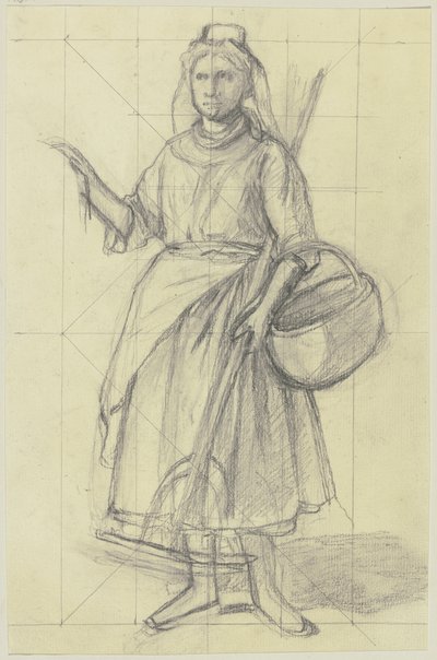 Jeune paysanne avec un râteau et un panier - Jakob Becker