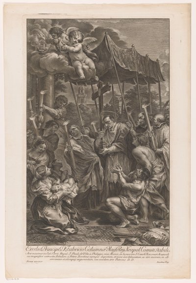 Saint Charles Borromée portant un crucifix parmi les victimes de la peste - Jakob Frey (I)