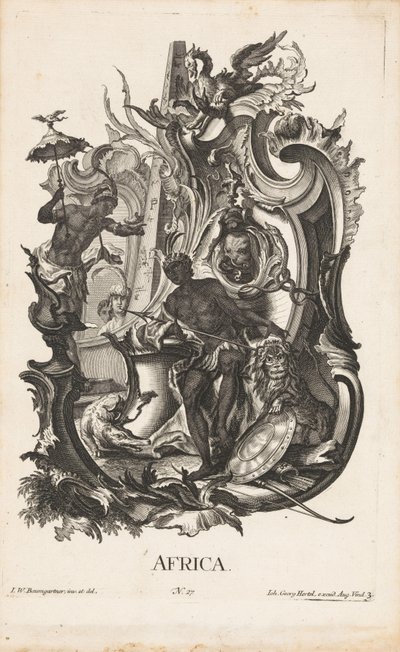 Rocaille avec la personnification du continent africain (Les quatre continents) - Jakob Gottlieb Thelott