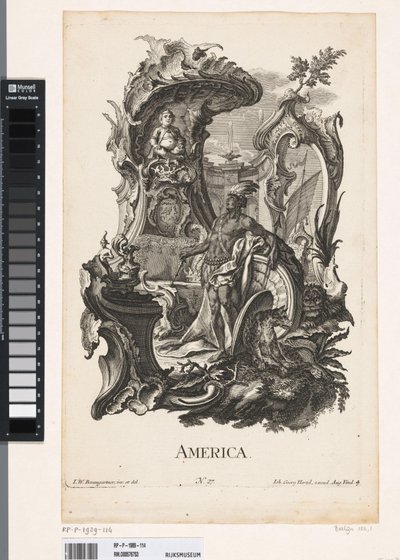 Rocaille avec la personnification du continent Amérique (Les quatre continents) - Jakob Gottlieb Thelott