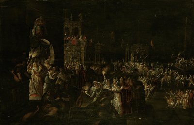 Une nuit de carnaval sur une place baroque - Jakob Isaaksz Swanenburgh