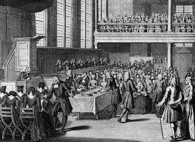 Dîner des anabaptistes, gravure par Jacobus van der Schley (1715-1779) de Cérémonies et coutumes religieuses de tous les peuples du monde - Jakob van der Schley