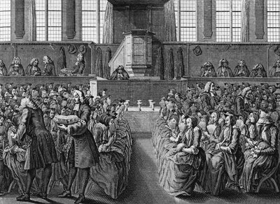 Dîner des anabaptistes, gravure par Jacobus van der Schley (1715-1779) de Cérémonies et coutumes religieuses de tous les peuples du monde - Jakob van der Schley