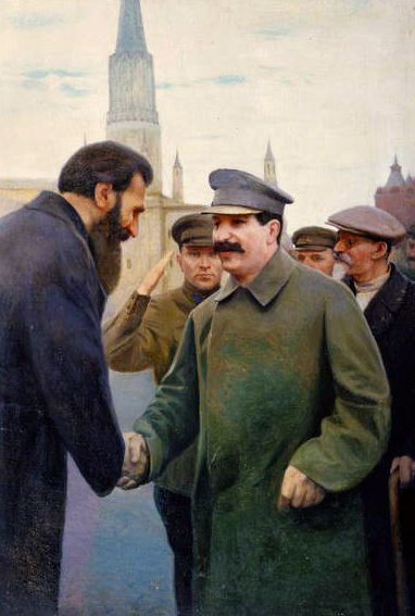 La rencontre de Joseph Staline (1879-1953) et Otto Schmidt - Jakoff Jakovlevitch Kalinitchenko