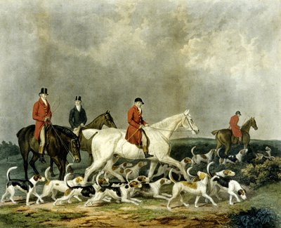 Les chiens de chasse du comte de Derby, gravé par R. Woodman - James (after) Barenger