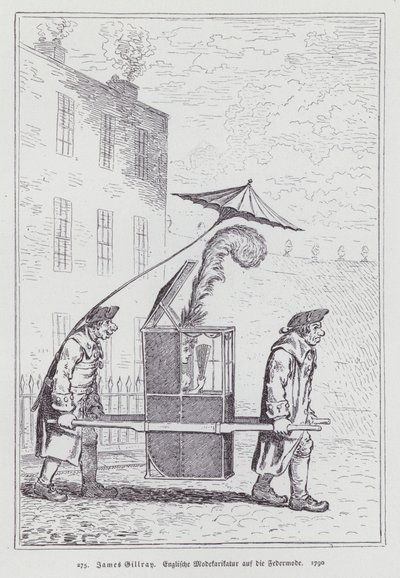 Dessin animé anglais se moquant de la mode des femmes portant des coiffes à plumes - James (after) Gillray