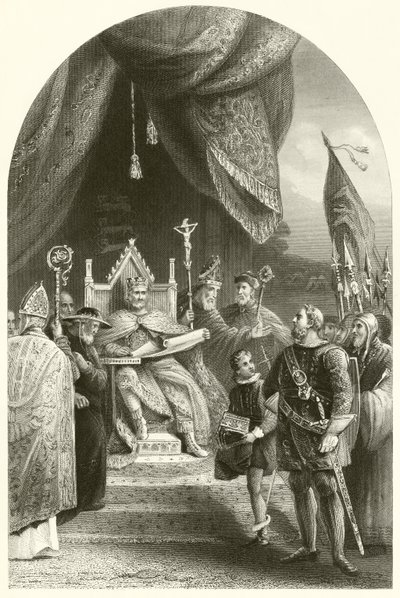 Le roi Jean scellant la Magna Carta (gravure) - James (after) Lonsdale