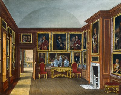 Galerie des amiraux, gravure de Daniel Havell (1785-1826), basée sur un dessin de James Stephanoff (vers 1788-1874), tirée de The History of the Royal Residences - James (after) Stephanoff