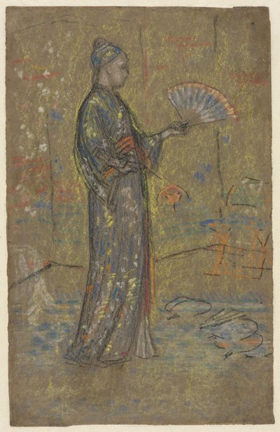 Femme japonaise peignant un éventail, vers 1872 - James Abbott McNeill Whistler