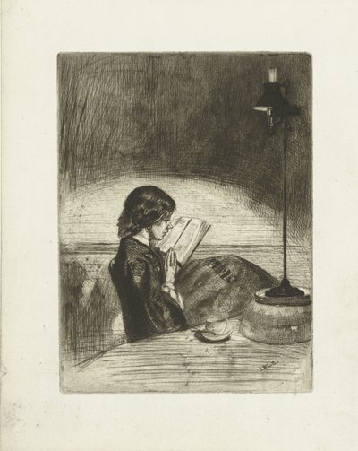 Portrait de Deborah Delano lisant (Reading by lamplight) - James Abbott McNeill Whistler