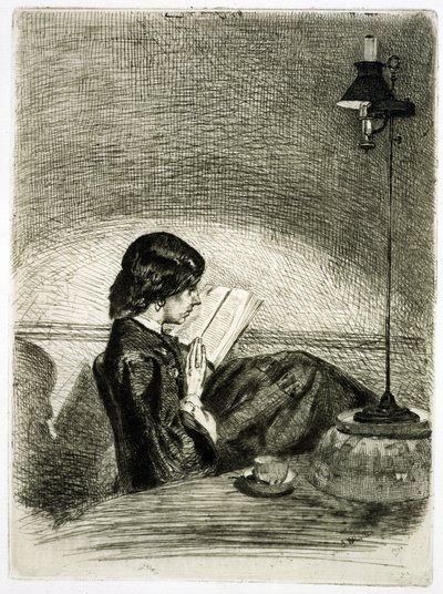 Lecture à la lumière de la lampe, 1858 - James Abbott McNeill Whistler