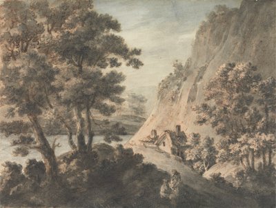 Paysage avec rivière et personnages - James Adam