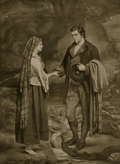 Fiançailles de Robert Burns et Highland Mary, 1785, illustration tirée de 