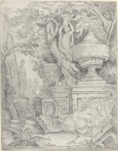Sculptures antiques avec un coq combattant un serpent - James 