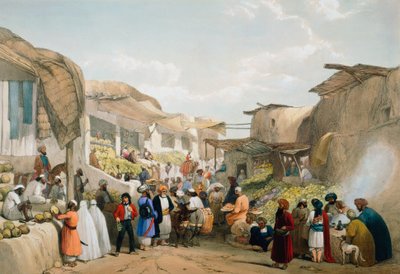 Bazar à Kaboul pendant la saison des fruits, Première guerre anglo-afghane, 1838-1842 - James Atkinson