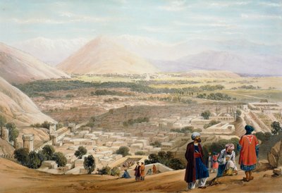 Kaboul depuis la citadelle, montrant la vieille ville fortifiée, Première guerre anglo-afghane 1838-1842 - James Atkinson