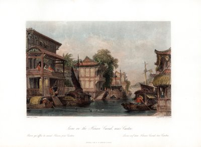 Scène sur le canal de Honan, près de Canton, Chine, vers 1840 - James B. Allen