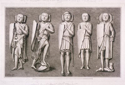 Cinq effigies de chevaliers de l