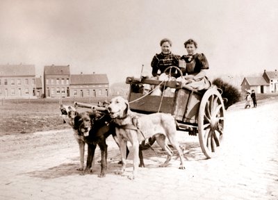 Chiens tirant des femmes sur une charrette, Anvers, 1898 - James Batkin