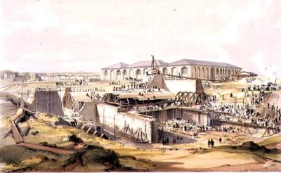 Construction de la maison de la machine stationnaire, Camden Town, 28 avril 1837 (gravé par l