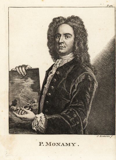 Portrait de Peter Monamy, peintre marin anglais tenant une scène maritime - James Bretherton