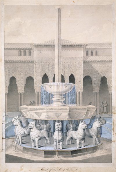 Fontaine dans la Cour des Lions, Alhambra, de The Arabian Antiquities of Spain, publié 1815 - James Cavanagh Murphy
