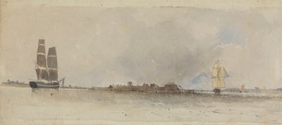 Scène côtière avec navires - James Chisholm Gooden