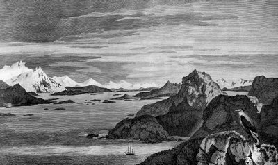 Vue de Christmas Sound, Terre de Feu, illustration du Voyage vers le Pôle Sud et autour du monde, par James Cook, édition publiée à Paris en 1778 - James Cook