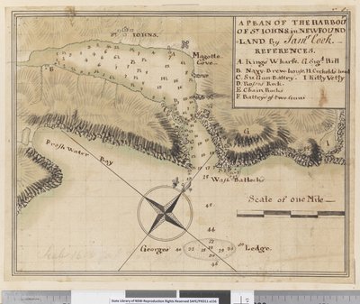 Plan du port de Saint-Jean à Terre-Neuve - James Cook