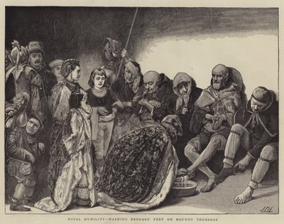 Humilité royale, lavant les pieds des mendiants le Jeudi Saint - James Dromgole Linton