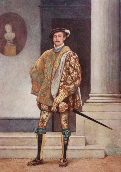 Le Marchand de Venise de Shakespeare : Gratiano (lithographie en couleur) - James Dromgole Linton