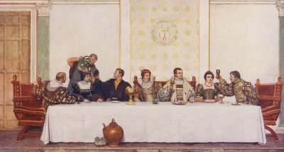 Le Marchand de Venise de Shakespeare : Lorenzo, Jessica, Antonio, Portia, Bassanio, Nerissa et Gratiano - James Dromgole Linton