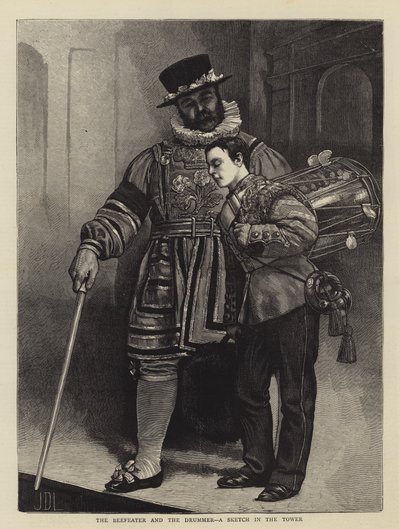Le Beefeater et le batteur, une esquisse dans la tour - James Dromgole Linton