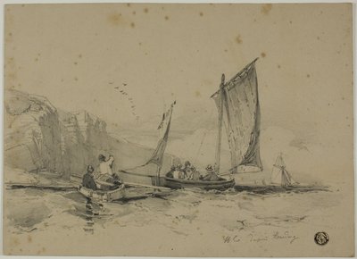 Bateaux de pêche près des falaises - James Duffield Harding