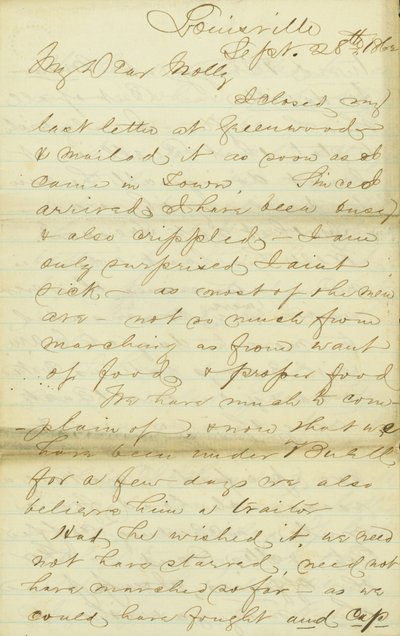 Lettre de James E. Love, Louisville, à Molly, 28-30 septembre 1862 - James Edwin Love