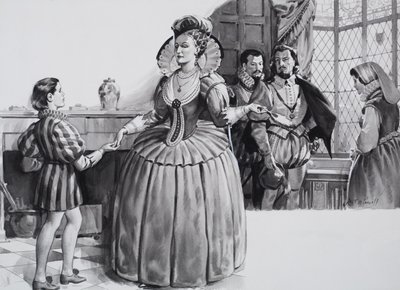 Le jeune Francis Bacon et la reine Elizabeth I (gouache sur papier) - James Edwin McConnell