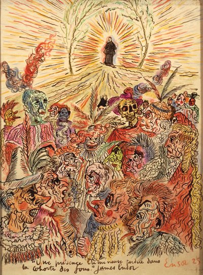 Présence lumineuse perdue dans la cour des fous - James Ensor