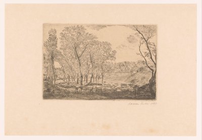 Paysage avec peupliers au bord de l