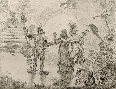 Les diables Dzitts et Hihanox conduisant le Christ aux enfers - James Sidney Ensor
