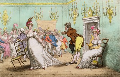 Un large indice de ne pas vouloir danser, publié par Hannah Humphrey en 1804 - James Gillray