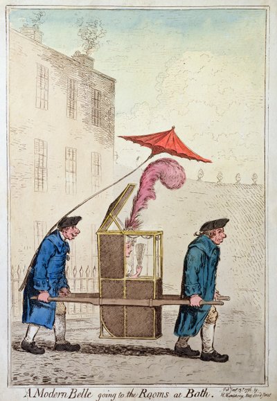 Une belle moderne allant aux salles de Bath, publiée par Hannah Humphrey en 1796 - James Gillray