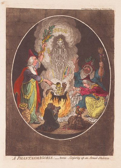 Une Phantasmagorie : Scène - Évoquant un squelette armé, pub. 1803 - James Gillray